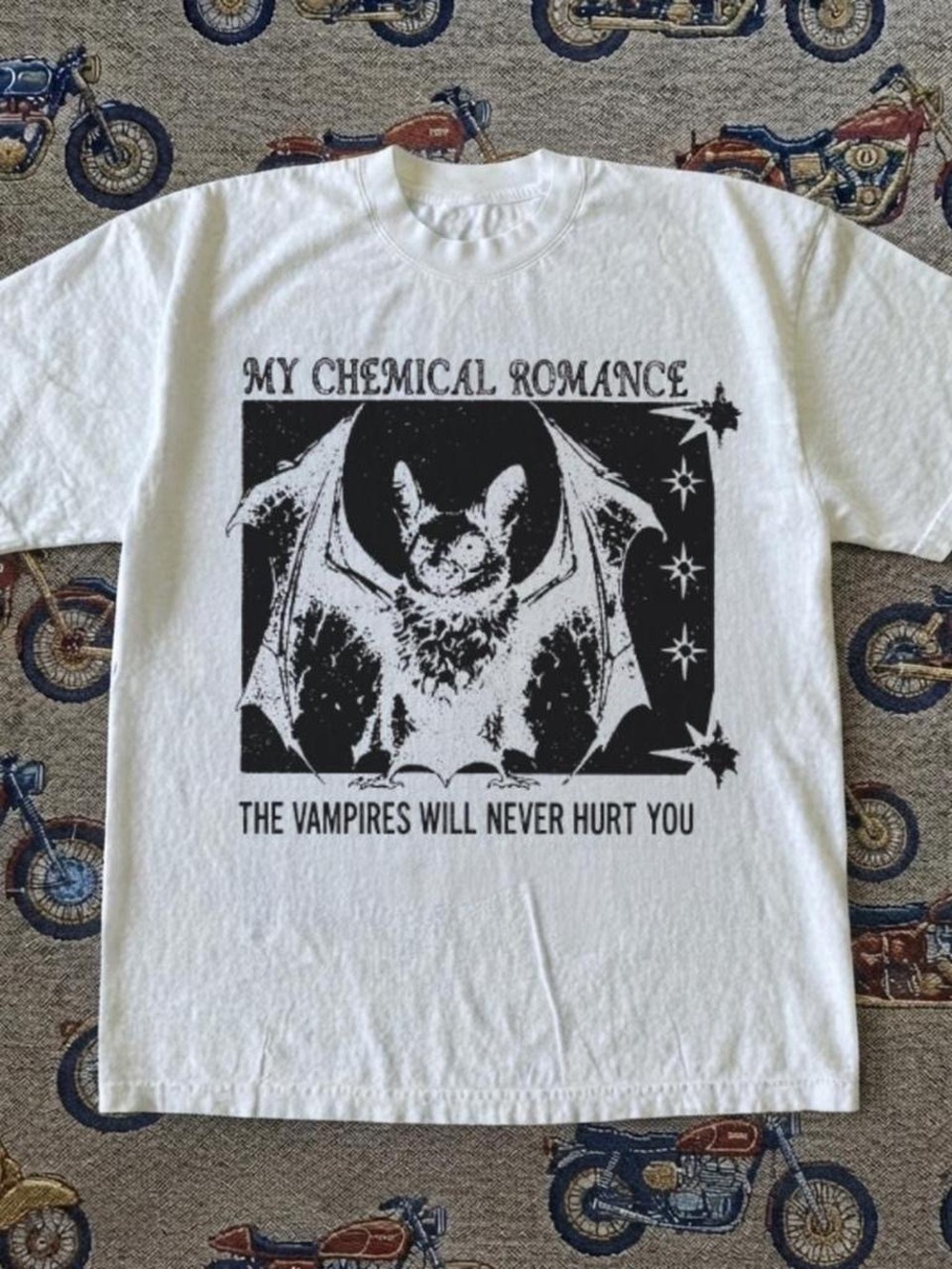 Gildan White My Chemical Romance Bat Graphic Tee